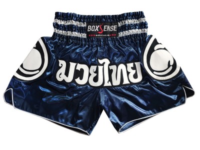 Pantaloncini de Muay Thai Boxsense : BXS-101-Blu navy