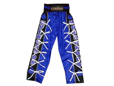 Pantaloni da kickboxing personalizzati : KNPANTS-005-Blu-Nero