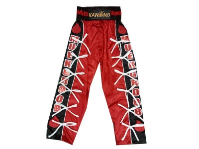 Pantaloni da kickboxing personalizzati : KNPANTS-005-Rosso-Nero