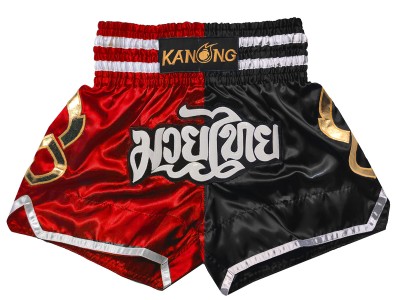 Pantaloncini Thai Boxe Kanong : KNS-143-Rosso-Nero