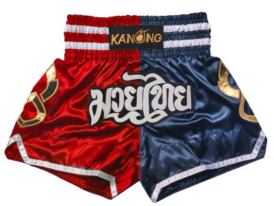 Pantaloncini Thai Boxe Kanong : KNS-143-Rosso-Blu navy