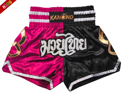 Pantaloncini Kick boxing Bambino KANONG : KNS-143-Rosa-Nero-K