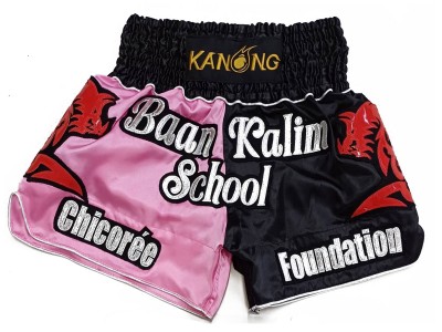 Pantaloncini Kick boxing personalizzati : KNSCUST-1277-Rosa-Nero