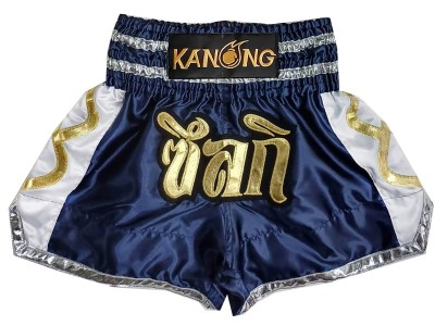 Pantaloncini Muay Thai personalizzati : KNSCUST-1281-Blu navy