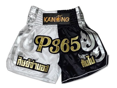 Pantaloncini Muay Thai personalizzati : KNSCUST-1287-Bianco-Nero