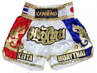 Pantaloncini Muay Thai personalizzati : KNSCUST-1290-Bianco
