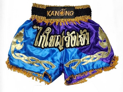 Pantaloncini Muay Thai personalizzati : KNSCUST-1292-Azzurro-Viola