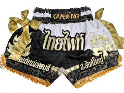 Pantaloncini Muay Thai personalizzati : KNSCUST-1296-Nero-Bianco