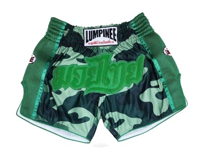 Pantaloncini Thai Kick Boxe Lumpinee : LUM-052-Verde-camuffare