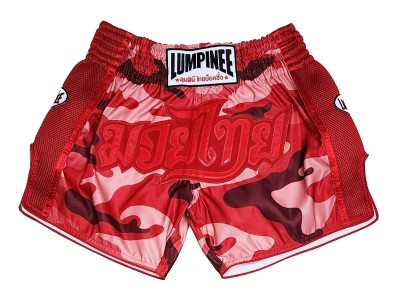 Pantaloncini Thai Kick Boxe Lumpinee : LUM-052-Rosso-camuffare