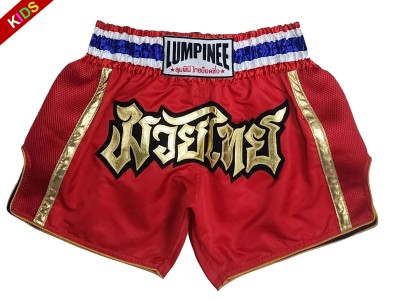 Shorts Bambini da Muay Thai Lumpinee : LUMRTO-006-Rosso-K