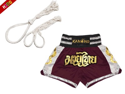 Bambino Set Mongkol Prajead con pantaloncini Muay Thai : Set-Mongkol-Boran-147-Marrone