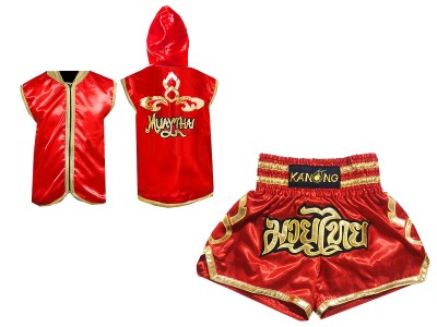 Felpe con cappuccio da Boxe e Pantaloncini Muay Thai : Model 121-Rosso