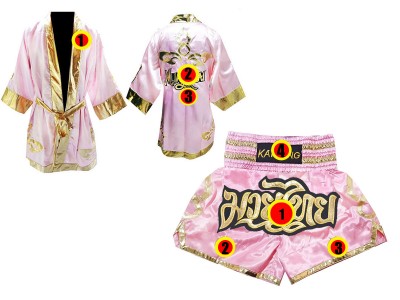 Vestaglia da Muay Thai Kanong  e Pantaloncini Thai Boxing : Model 121-Rosa