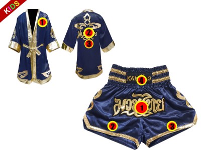 Vestaglia da Boxe Muay Thai  e Pantaloncini Kick boxing per Bambino : Model 121-Marina