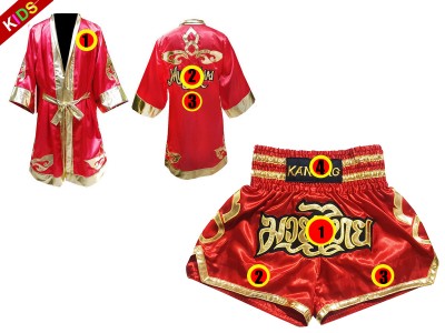 Vestaglia da Boxe Muay Thai e Pantaloncini Muay Thai per Bambino : Model 121-Rosso