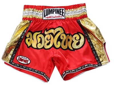 Pantaloncini Thai Kick Boxe Lumpinee  : LUM-045-Rosso