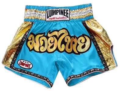 Pantaloncini Thai Kick Boxe Lumpinee : LUM-045-Azzurro