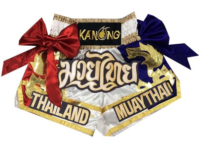 Pantaloncini Muay Thai KANONG : KNS-128-Bianca