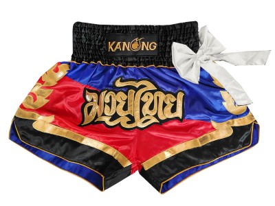 Pantaloncini Thai Boxe KANONG : KNS-130-Blu-Rosso