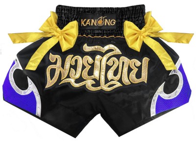 Pantaloncini Thai Boxe KANONG : KNS-131-Nero-Blu
