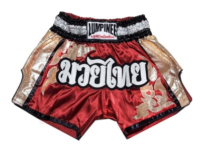 Pantaloncini Thai Kick Boxe Lumpinee : LUM-043-Rosso