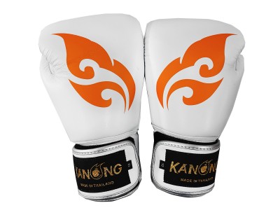 Guantoni da boxe in microfibra Kanong : Ala-Thailandese-Bianco