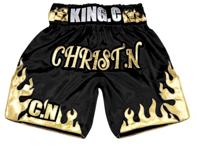 Pantaloncini da boxe personalizzati con il nome : KNBXCUST-2070 - Nero