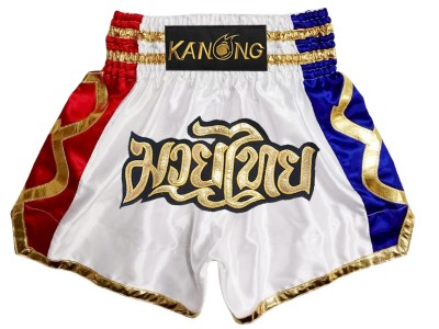 Pantaloncini Muay Thai Kanong : KNS-141-Bianco