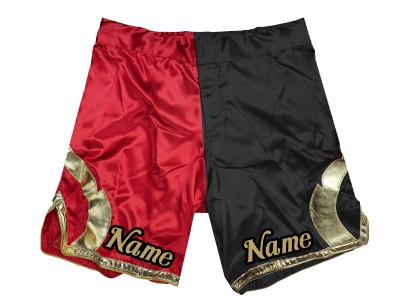 Personalizza i pantaloncini MMA aggiungi nome o logo: Rosso-Nero