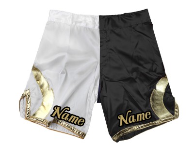 Personalizza i pantaloncini MMA aggiungi nome o logo: Bianco-Nero