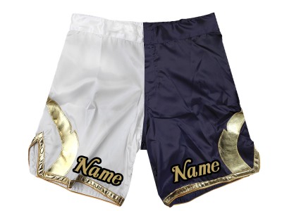 I pantaloncini MMA personalizzati aggiungono nome o logo: bianco-blu scuro