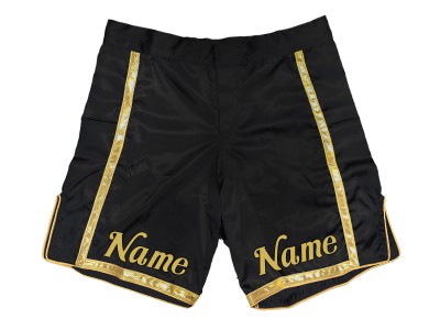 Pantaloncini MMA personalizzati con nome o logo: Nero-Oro