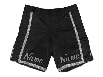 Personalizza i pantaloncini MMA con nome o logo: Nero-Argento