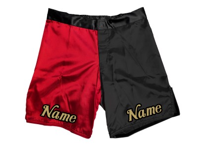 Pantaloncini MMA dal design personalizzato con nome o logo: rosso-nero