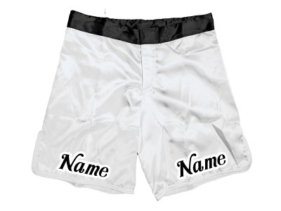 Pantaloncini MMA dal design personalizzato con nome o logo: bianchi