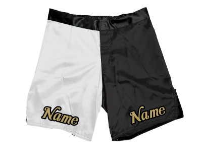 Pantaloncini MMA personalizzati con nome o logo: Bianco-Nero