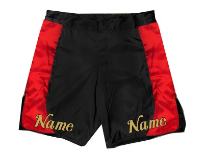 Personalizza i pantaloncini MMA con nome o logo: Nero-Rosso