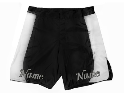 Pantaloncini MMA dal design personalizzato con nome o logo: Nero-Bianco