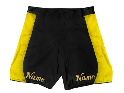 Pantaloncini MMA personalizzati con nome o logo: Nero-Giallo