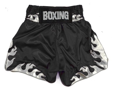 Pantaloncini da boxe personalizzati : KNBSH-038-Nero-argento