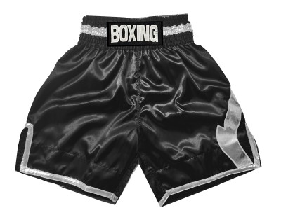 Pantaloncini da boxe personalizzati : KNBSH-036-Nero-Argento