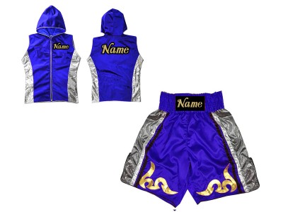 Felpe con cappuccio e Pantaloncini da boxe : KNCUSET-005-Blu
