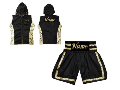 Felpe con cappuccio e Pantaloncini da boxe : KNCUSET-007-Nero-Oro