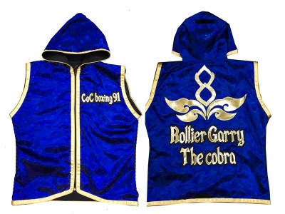 Felpe con cappuccio Muay Thai Boxe  : KNHODCUST-001-Blu-Oro