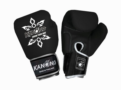 Guantoni Muay Thai Kanong in vera pelle : Nero