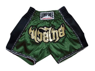 Pantaloncini Thai Retro Boxe LUMPINEE : LUMRTO-003-Verde scuro
