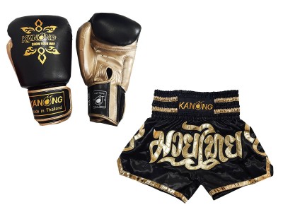 Set di prodotti abbinati a guanti e pantaloncini da Muay Thai : Set-121-Nero