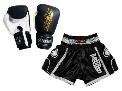 Set di prodotti abbinati a guanti e pantaloncini da Muay Thai : Set-208-Nero