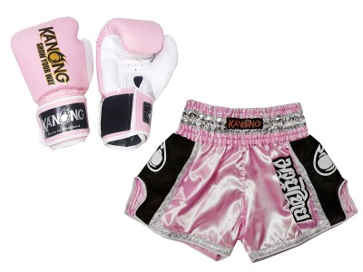 Guantoni Thai boxe e pantaloncini da Muay Thai : Set-208-Rosa